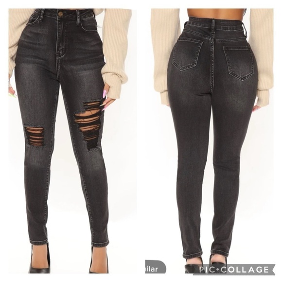 Fashion Nova Pants - NWT Rewrite The Script Distressed Skinny Jeans - Black Size 7